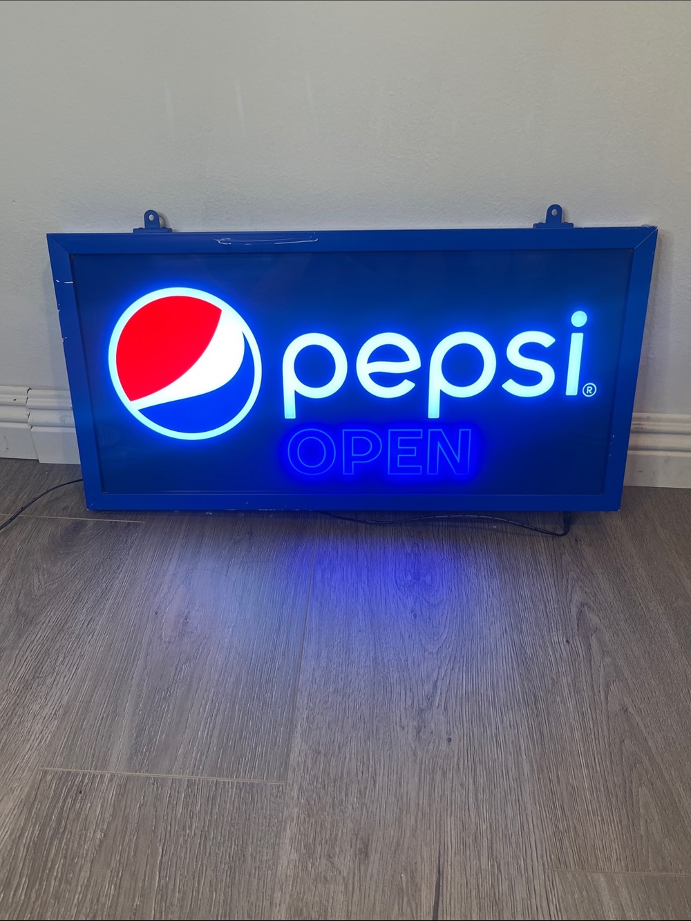 Pepsi Blue and Red Illuminated Open Sign